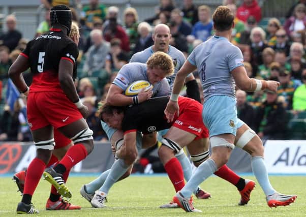 Jamie Gibson scored for Saints at Saracens (picture: Sharon Lucey)