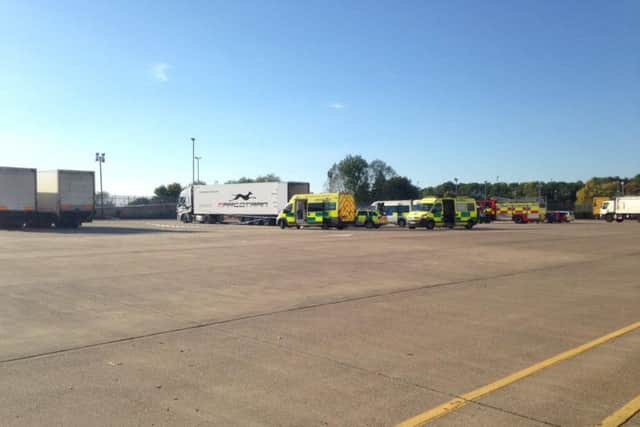 Emergency services at the site on Brackmills Industrial Estate