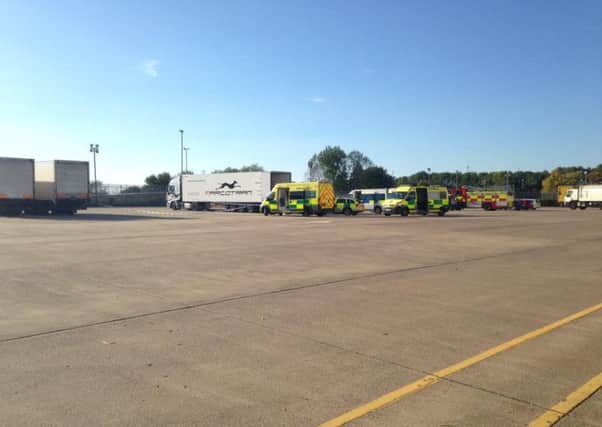 Emergency services at the site on Brackmills Industrial Estate