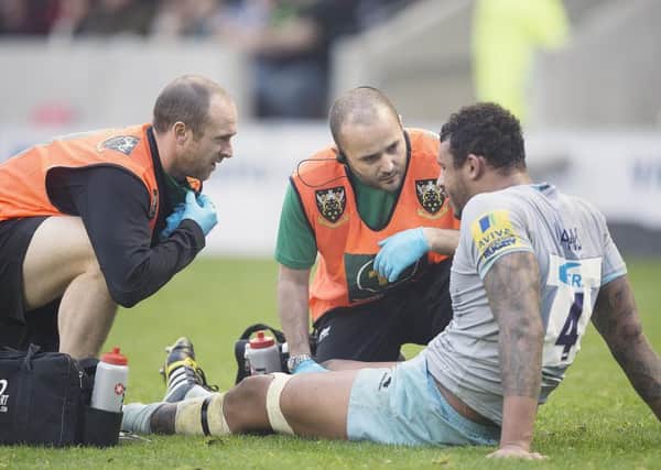 Courtney Lawes was forced off at Sale (picture: Kirsty Edmonds)