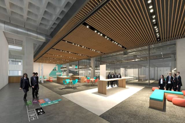 Artist's impression of the Northampton International Academy which is being built  in the former Royal Mail office on Barrack Road, Northampton All architects images copyright of Architecture Initiative