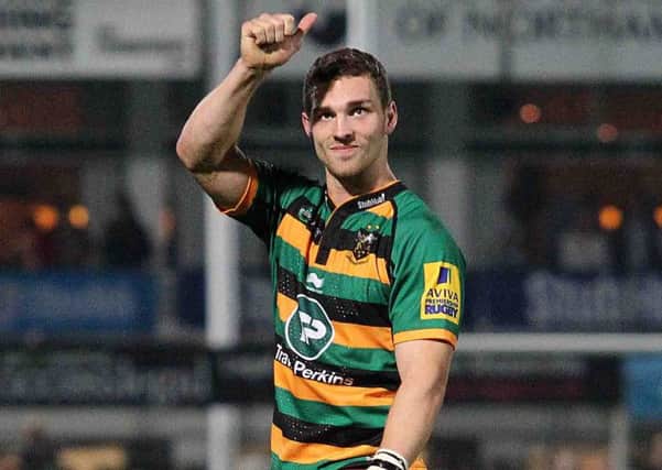 George North scored a 50-minute hat-trick in the league game against Gloucester at Franklin's Gardens last season and he will look to celebrate his new contract with more tries against them on Friday night (picture: Sharon Lucey)