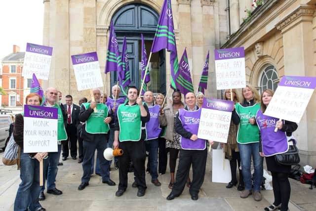 A Unison demonstration outside County Hall. ENGNNL00120130926121732