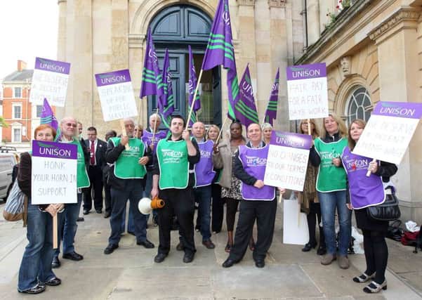 A Unison demonstration outside County Hall. ENGNNL00120130926121732