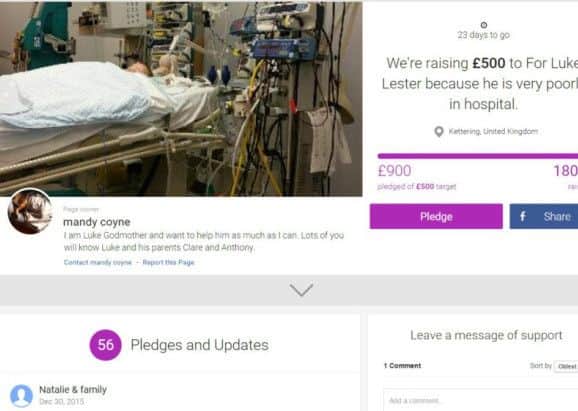 Luke Lester's fundraising page.