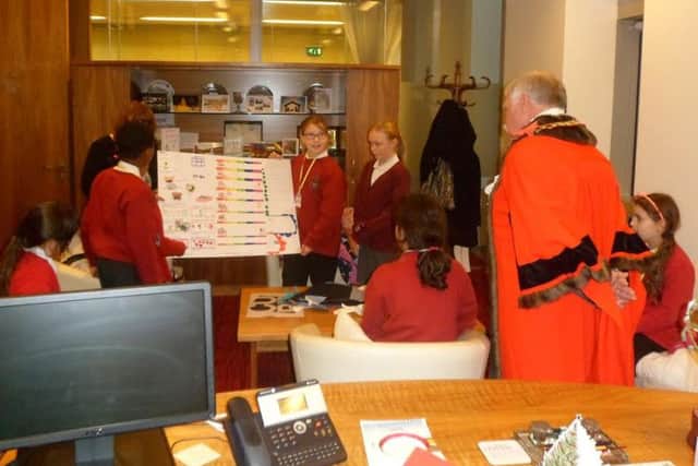 The Young Ambassadors visiting Corby mayor Peter McEwan