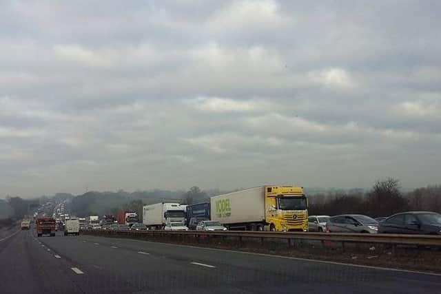 The M6 has been closed from Rugby J1 to A14 Catthorpe due to a serious crash. Photo by Debbie Bolton.