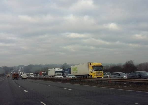 The M6 has been closed from Rugby J1 to A14 Catthorpe due to a serious crash. Photo by Debbie Bolton.