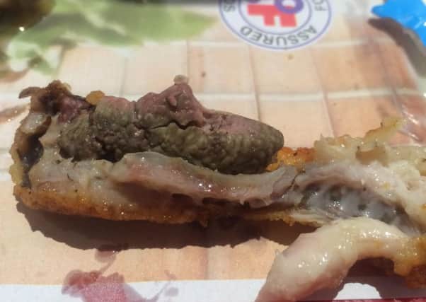 Cassandra Perkins was disgusted after being served this at a KFC branch in Wellingborough.