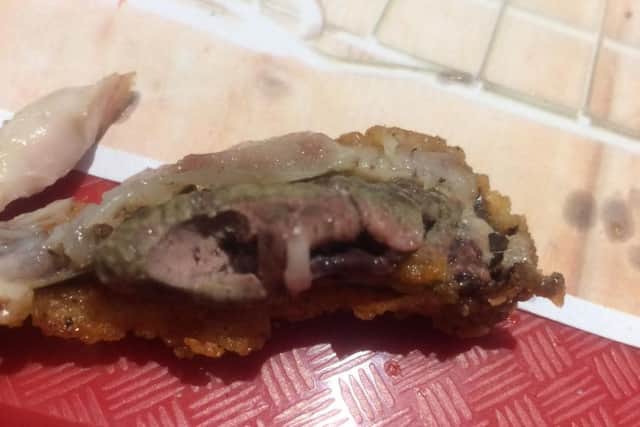 Cassandra Perkins was disgusted after being served this at a KFC branch in Wellingborough.