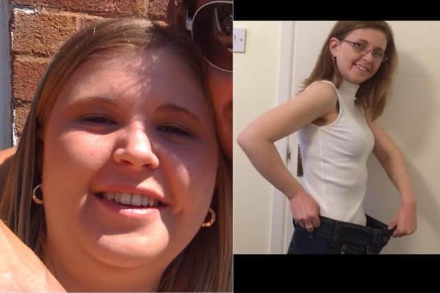 Candice Fleming before and after her weight loss.