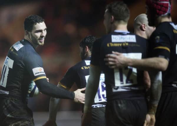 George North celebrated a try against his former club (pictures: Kirsty Edmonds)