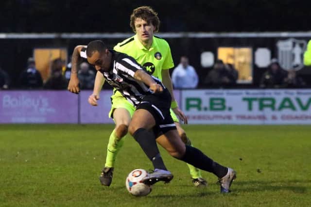 Greg Mills in action during Corby Town's 2-1 defeat to Gainsborough Trinity at Steel Park. Picture by Alison Bagley