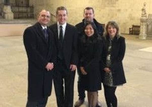 Ian Talbot, Tom Pursglove MP, Paul Kirkpatrick, Julie Grove and Jo Trott at the Houses of Parliament