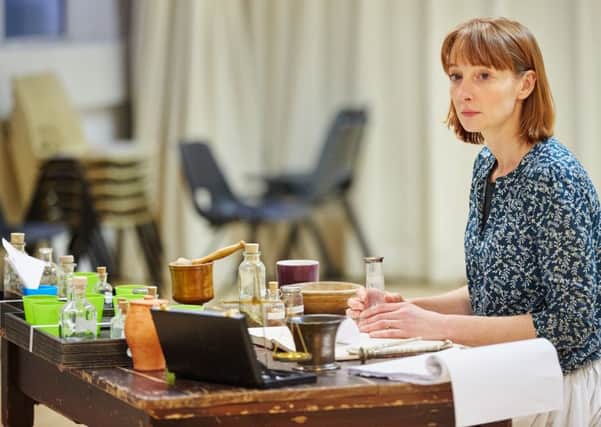 Emma Lowndes in rehearsals for The Herbal Bed