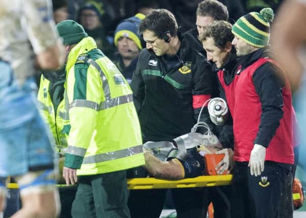 Tom Collins was carried off in the game against Glasgow Warriors on January 17 (pictures: Kirsty Edmonds)