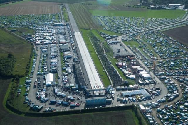 An aerial shot of Santa Pod