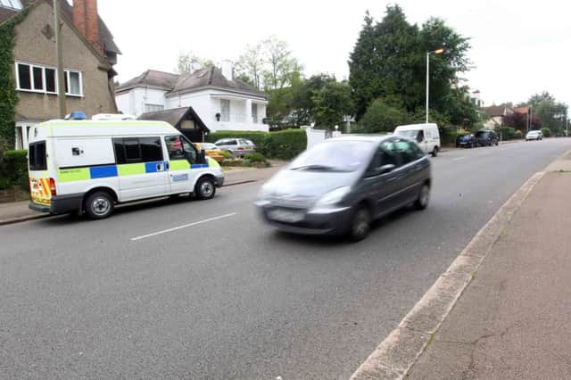 A police mobile speed camera in Abington Park Crescent