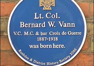 The blue plaque for Lt Col Bernard Vann