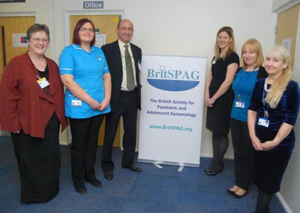 Dr Sue Ward, consultant gynaecologist, Mary Doherty, assistant practitioner, Dr Paul Wood, consultant obstetrics and gynaecology, Chairman Britspag Naomi Crouch, conference co-ordinator Kim Helm and conference administrator Karen Collings.