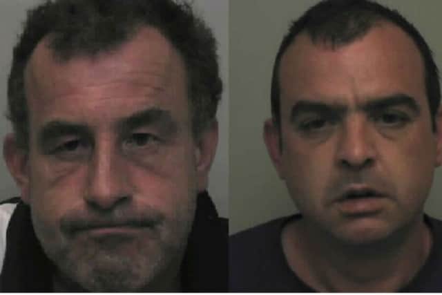 Sean Lowther (Left) and James Delaney (right) have been jailed after they stole more than Â£12,000 from vulnerable people in Northamptonshire after they carried out substandard, unnecessary work on their houses
