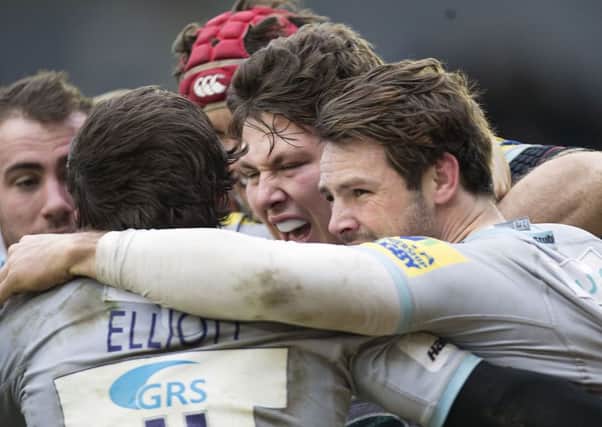 LATE, LATE SHOW - Saints celebrate Ben Foden's dramatic last-gasp try (Pictures: Kirsty Edmonds)