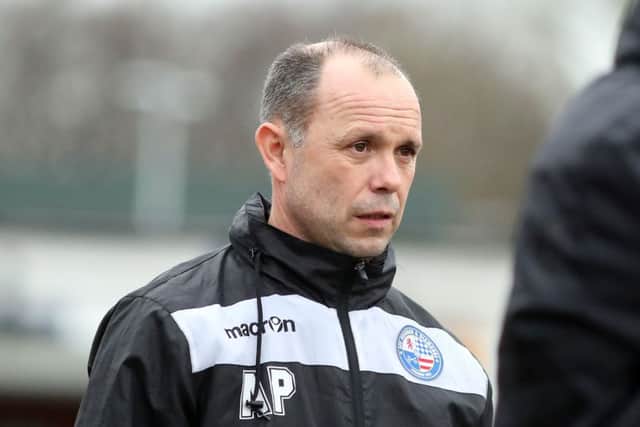 AFC Rushden & Diamonds boss Andy Peaks watches on during his team's 3-0 win over Ware. Pictures by Alison Bagley