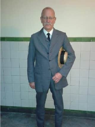 Peter Barratt in costume ready for his role in Suffragettes