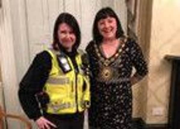 Inspector Julie Mead with Raunds mayor Helen Howell
