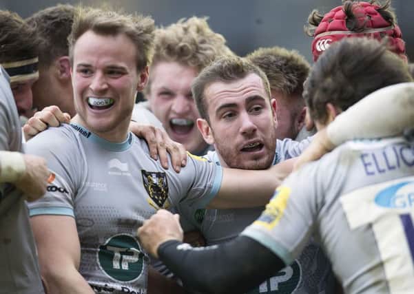 Saints celebrated a superb last-gasp win at Harlequins last Saturday (picture: Kirsty Edmonds)