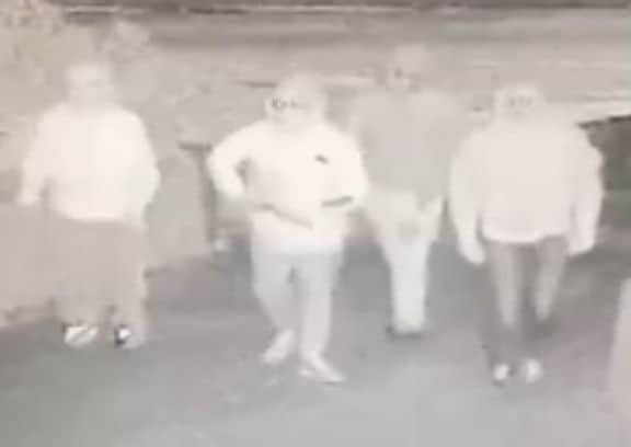 The armed gang caught on CCTV trying to break into a house in Wellingborough. Image and CCTV via Wellingborough Crimewatch