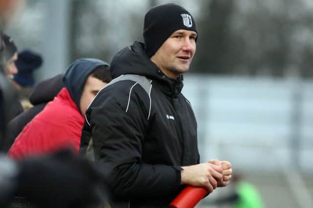 Tommy Wright was able to afford a smile again on Saturday as his Corby Town side claimed a much-needed win over Tamworth. Picture by Alison Bagley