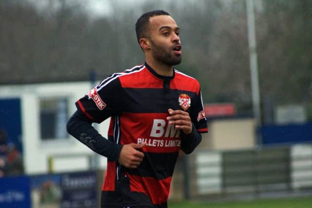 Spencer Weir-Daley is set to make his home debut for Kettering Town tonight having scored four minutes into his first appearance for the club at the weekend. Picture by Peter Short