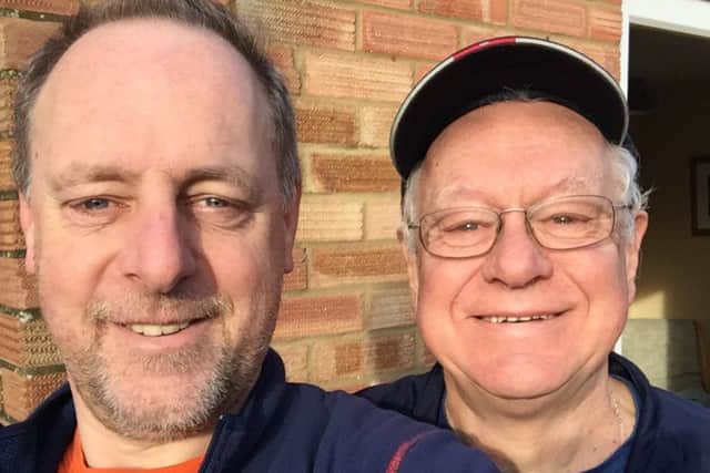 Steve Sawford (left) with dad Ron. The pair will run the Bath half marathon in March. NNL-160219-104824001
