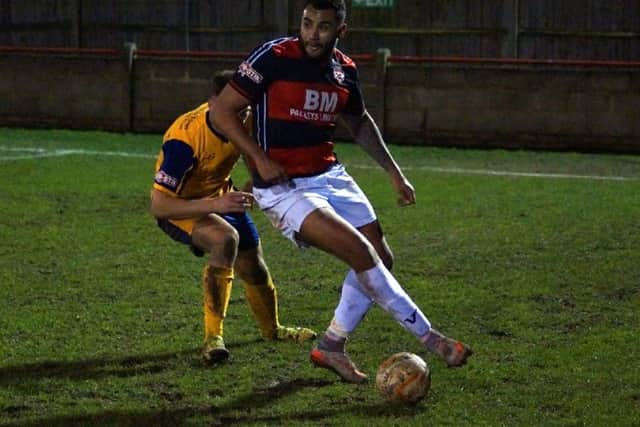 Rene Howe, who opened the scoring for the Poppies, gets on the ball during the victory at Slough
