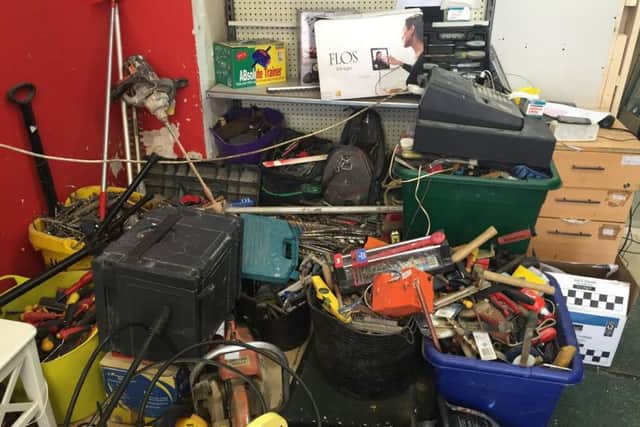 Some of the items found at the shop premises in Irthlingborough High Street
