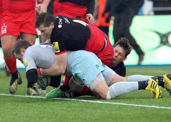 Stephen Myler scored Saints' first try at Saracens (pictures: Sharon Lucey)