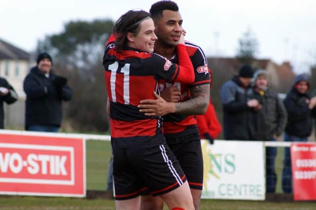 Rene Howe and Ben Stephens were both on target in Kettering Town's 4-3 victory over Cirencester Town last weekend. Picture by Peter Short