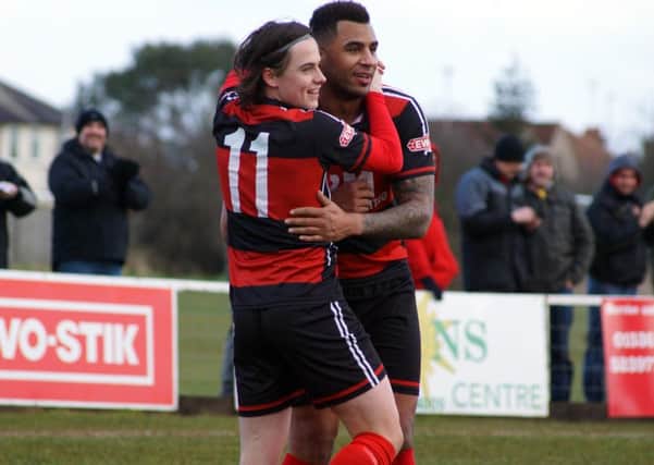 Rene Howe and Ben Stephens were both on target in Kettering Town's 4-3 victory over Cirencester Town last weekend. Picture by Peter Short