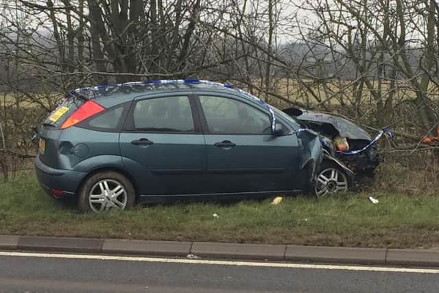 The car which crashed on the A43 near Kettering