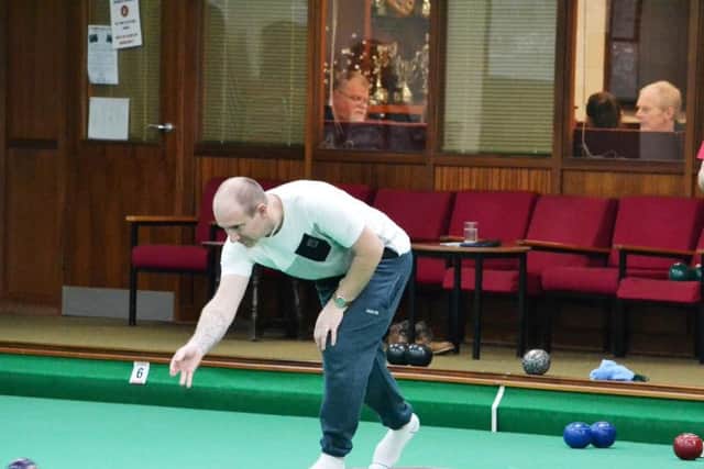 Graham Carley in action at the bowlathon.