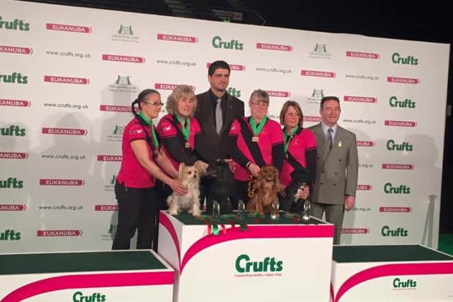 L to R: Donna Lewis and Flora, Amanda Spinks and Jack, Wendy Gilpin and Spook and Julia Durrant and Parker.
