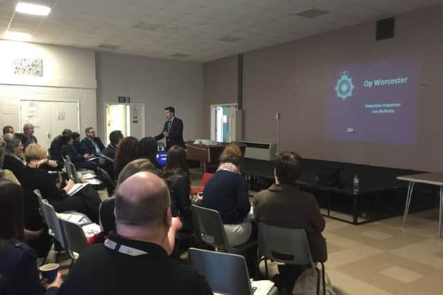 Det Insp Lee McBride speaking at the Ending gangs and youth violence workshop yesterday