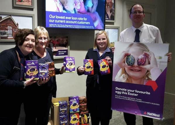 The Rushden branch of Natwest is collecting Easter eggs for Spurgeons