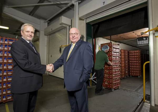 Roberts Bakery's Mark Owen (left), with Ian Firth from Bibby Distribution.