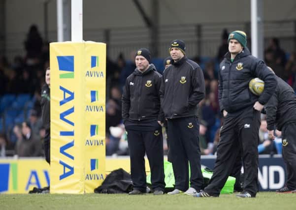 Jim Mallinder (centre) was disappointed with Saints' second-half display (picture: Kirsty Edmonds)