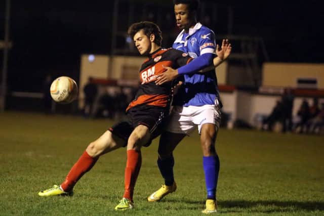David Popa scored his first goal for Kettering Town on his full debut in last night's 3-1 success over Stratford Town. Picture by Alison Bagley