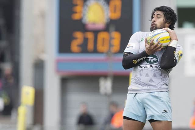 Ahsee Tuala helped Saints fly into the lead at Sandy Park last Sunday (picture: Kirsty Edmonds)