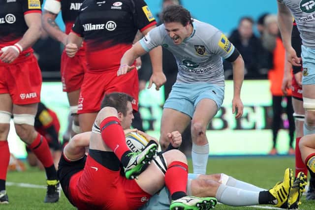 Stephen Myler and Lee Dickson scored for Saints in their win at Saracens in March (picture: Sharon Lucey)