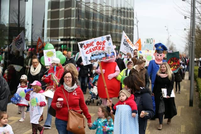 Centre Protest: Corby: 4Corby Kids public protest against cuts to childrens' centres including Pen Green Centre.
Saturday April 2 2016 NNL-160204-181721009